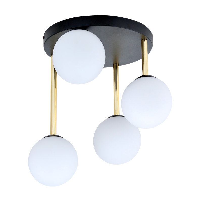 Wlikerson 4 - Light Geometric Chandelier, White, Black