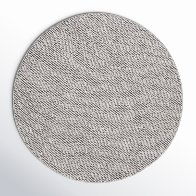 Tapis argenté fait à la main Elle, Rond 10 pi