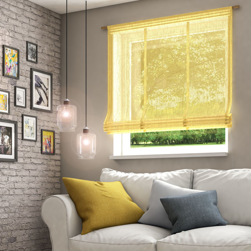 Byrnside Semi Sheer Roman Shade, Yellow, 140cm L x 120cm W