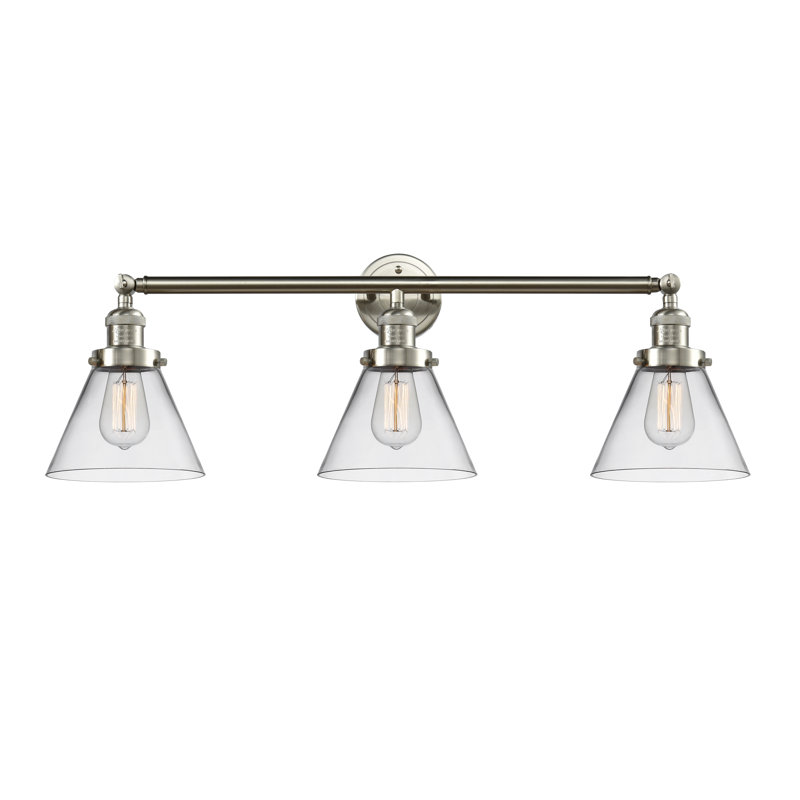 Sartain 3 - Light Dimmable Vanity Light, Brushed Satin Nickel, Clear, Bulb Not Included