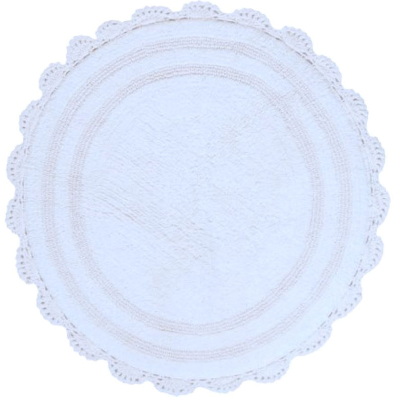 Crochet Cotton Reversible Bath Rug - Round, White