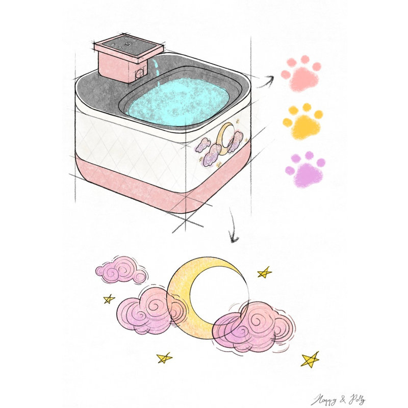 Fontaine à eau sans fil moderne au clair de lune 71 oz Modern - Boost Hydratation pour petits et grands chats