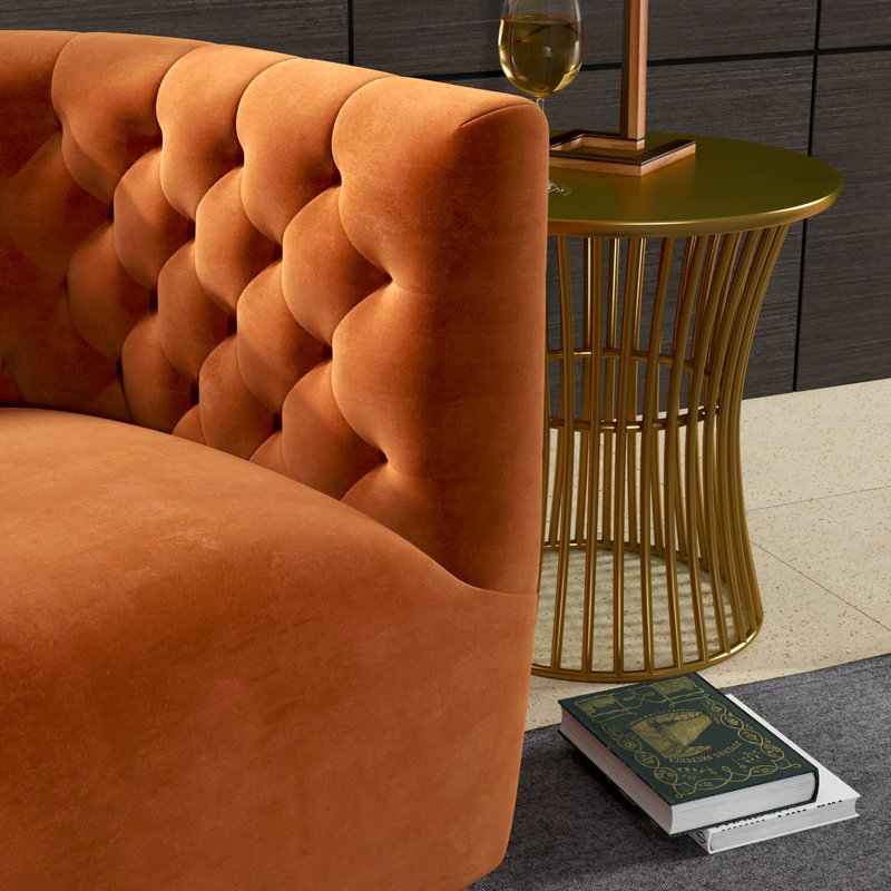 Chaise pivotante en velours orange brûlé Delaney, Orange