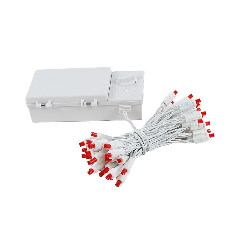Ashfield Outdoor 50 - Bulb 4'' Battery Powered LED Wide Angle LED String Light, Red, White