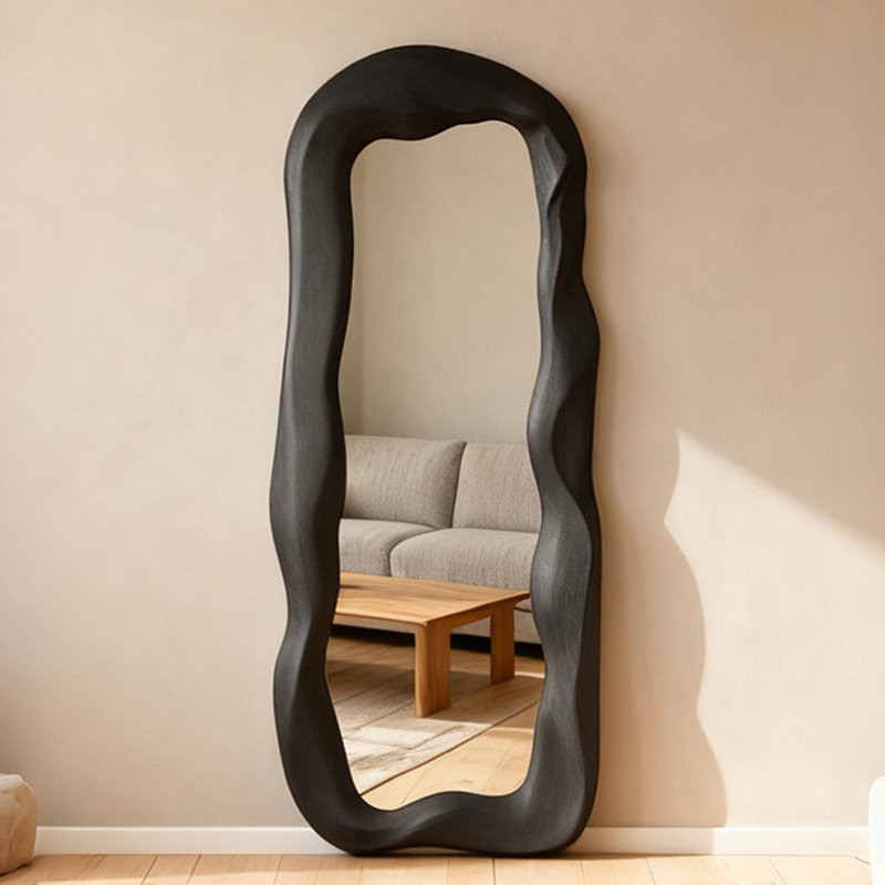Free Form Manufactured Wood Full Length Mirrors, Black, 66.93" H x 27.56" W