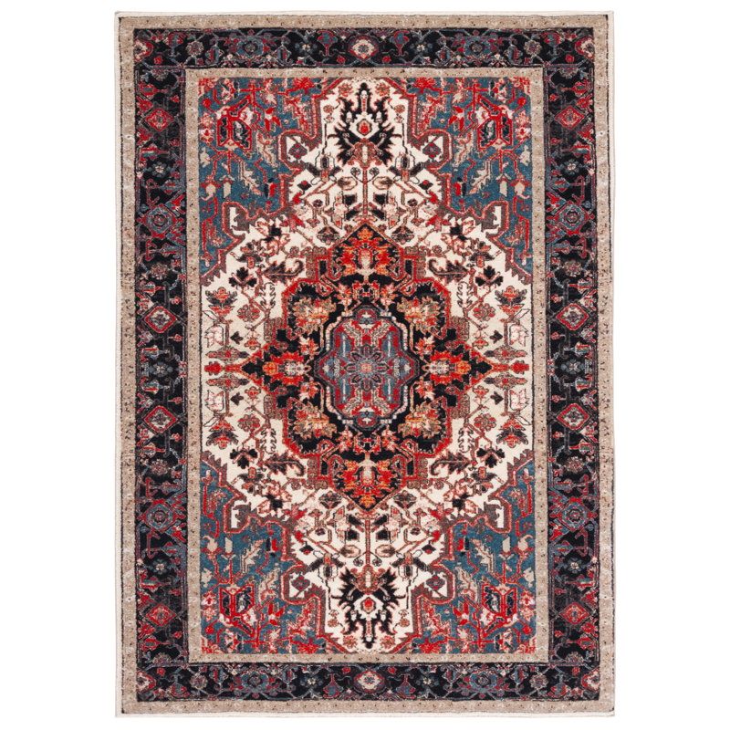 Manado Oriental Ivory/Red Area Rug, Rectangle 5'5" x 7'7"