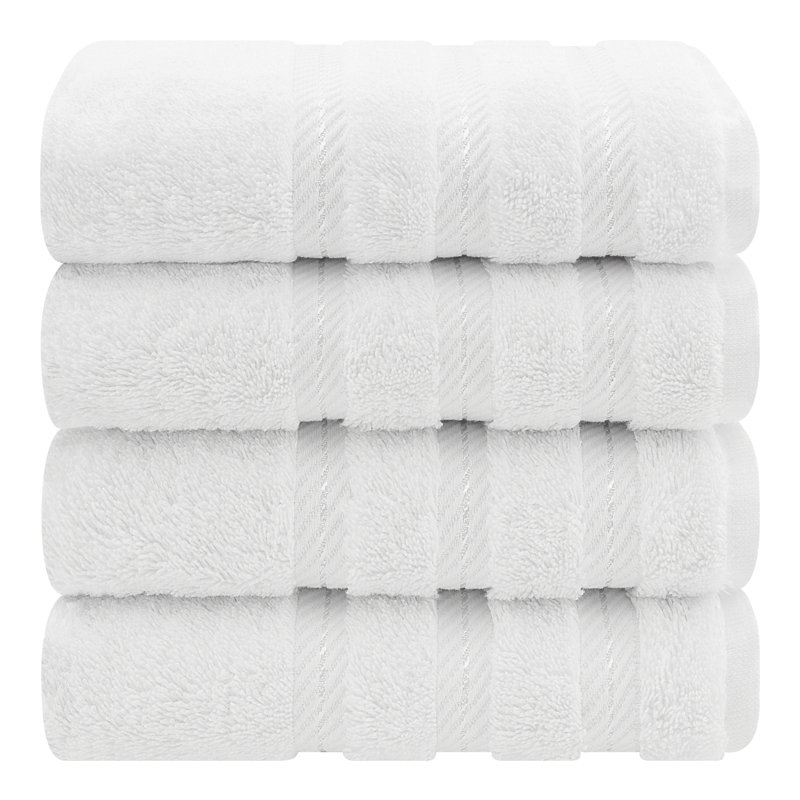 Edison Collection 100% Cotton 4 Piece Turkish Hand Towel Set, White