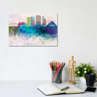Memphis II Skyline In Watercolor Background 1 Piece Wall Art on Canvas