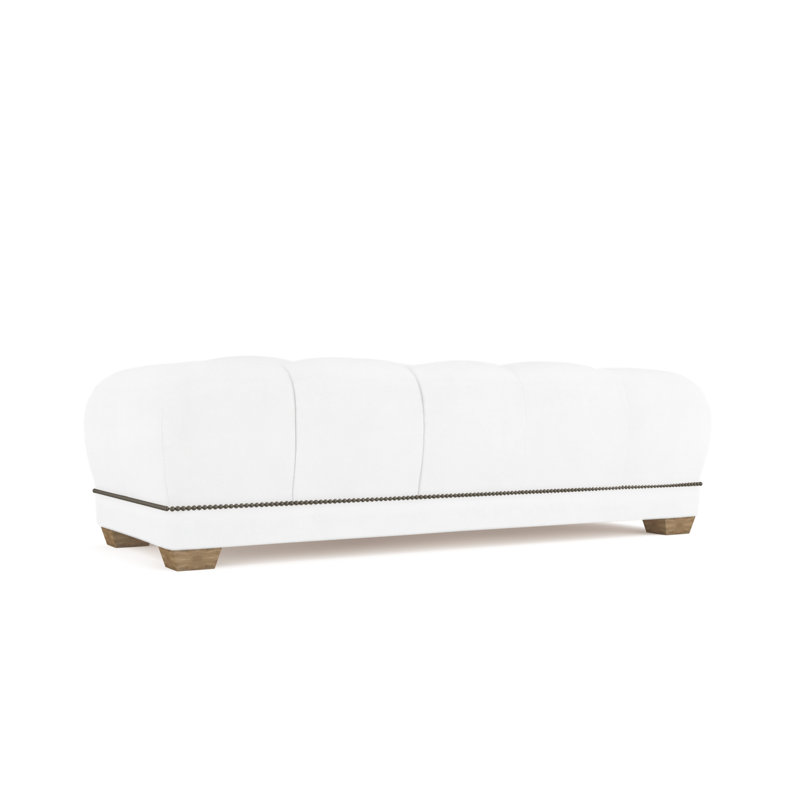 Hudson Ottoman, Plush Velvet Oyster, Weathered