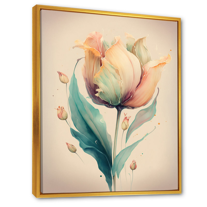 «Rhoda Soft Tone Tulip», reproduction sur toile, H 20 po x l 12 po x P 1 po, Toile avec cadre flottant or
