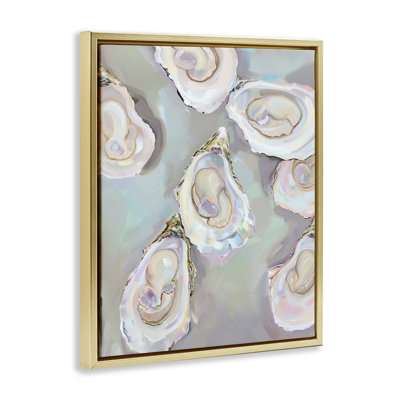  "Pastel Oysters Still Life", art mural encadré flottant par Arlington Prints