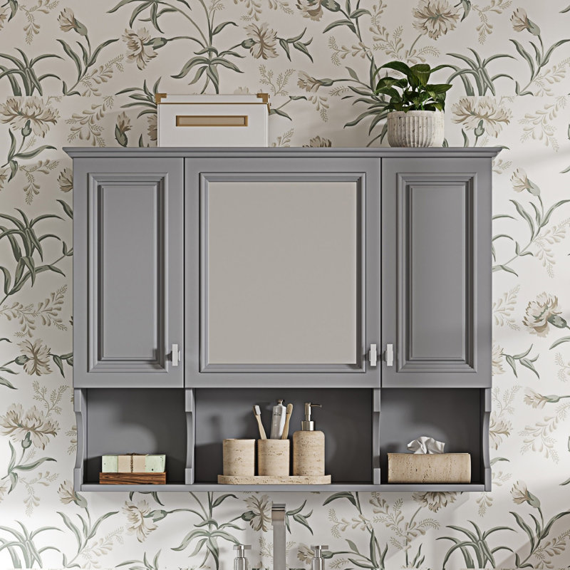 Armoire à pharmacie murale avec miroir, Gris