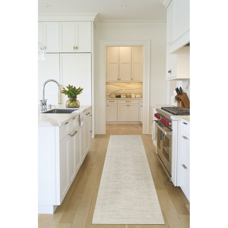 Tapis d'intérieur ivoire Demirci, Tapis de couloir 2 pi 2 po x 10 pi