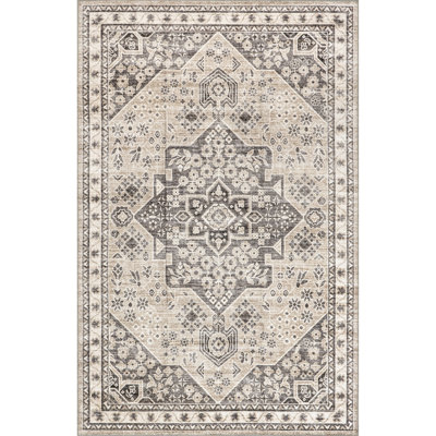 Eira Medallion SplashGuard Machine Washable Area Rug