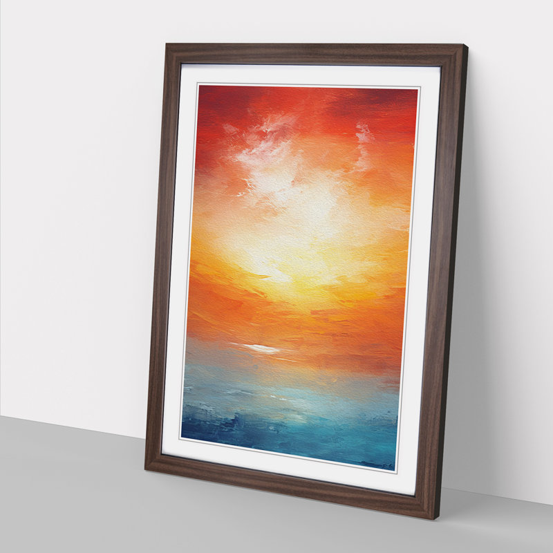 Sunset Abstract No.3 - Framed Print, 46cm H x 34cm W x 2cm D, Walnut