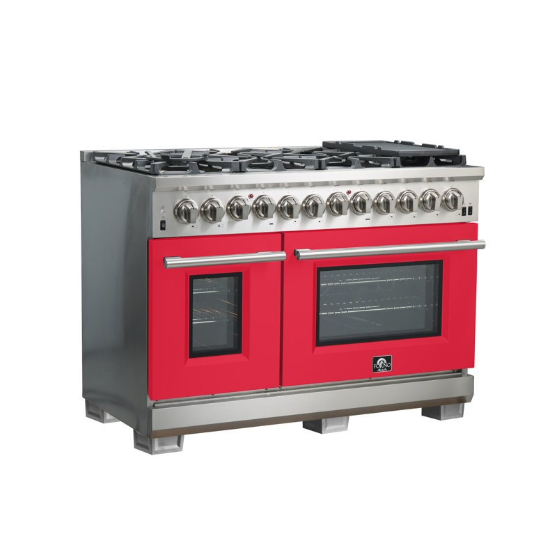 Capriasca - Titanium Professional 30" 4.32 cu. ft. Freestanding Dual Fuel Range with Nightlight, Red