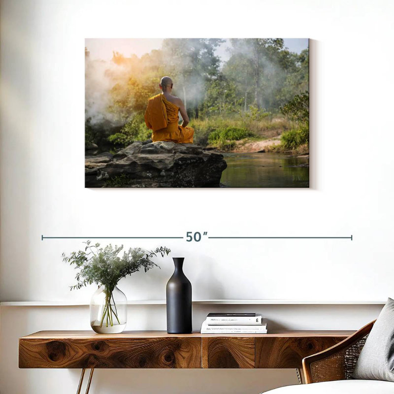 Moine bouddhiste Adella, méditation naturelle, H 24 po x l 36 po