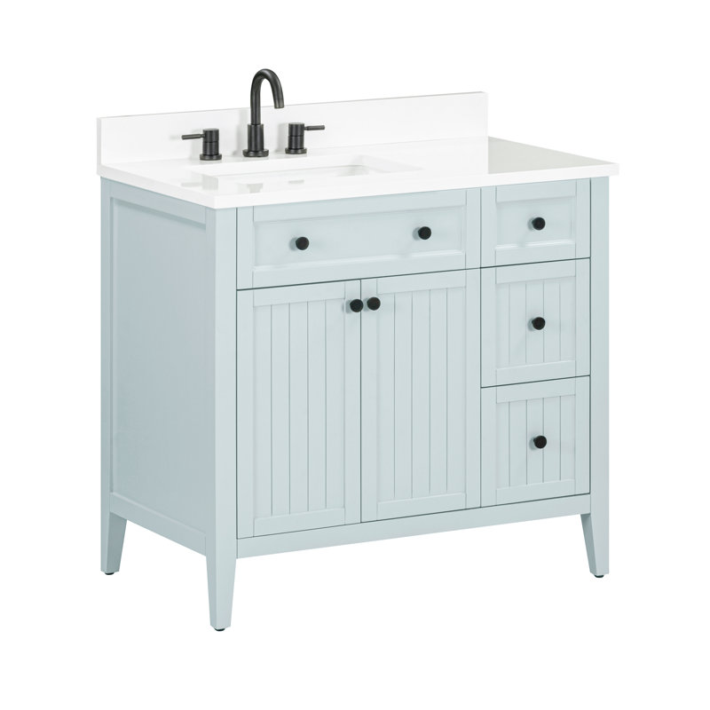 Meuble-lavabo simple 36 po Layla, 37", Quartz blanc