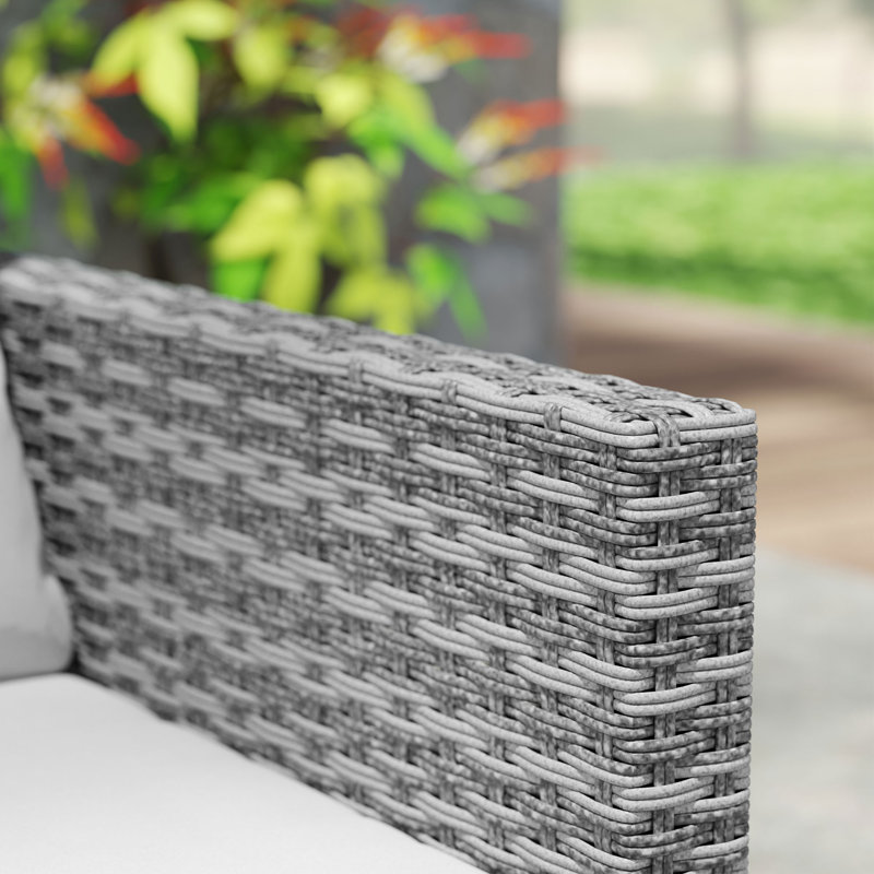 Wicker 2 - Person Garden Lounge Set with Cushions, Light Grey/Grey