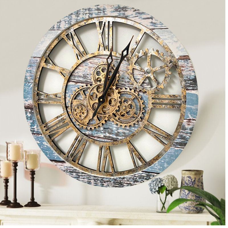 Solid Wood Wall Clock, Aqua Green