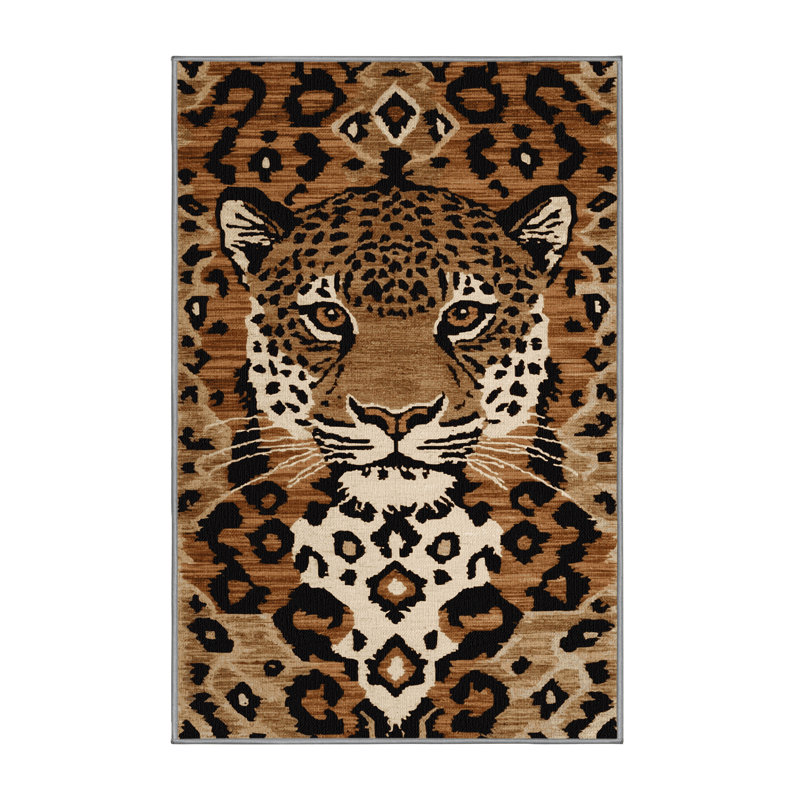  Tapis lavable en forme de léopard avec gros chats Léopard, Tapis de couloir 2 pi x 4 pi