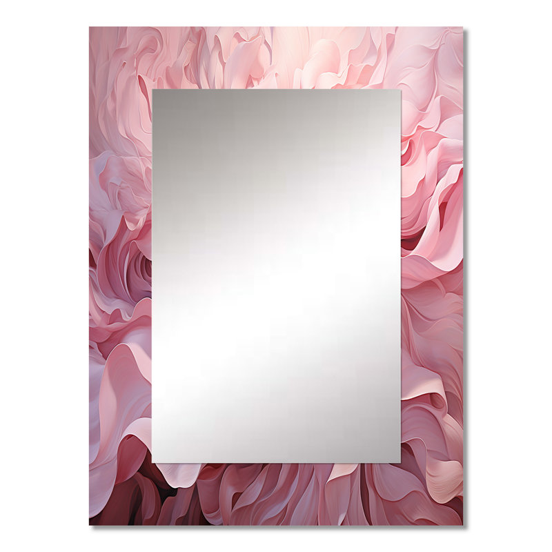 «Pink Tender Twirl Spiral», grand miroir mural abstrait, miroir décoratif rose, impression sur métal, 32 po x 24 po