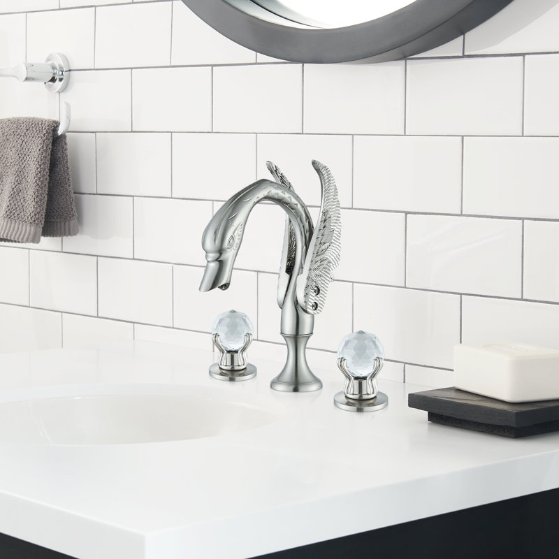 Ensemble de robinet de lavabo de salle de bain orné de style cygne avec robinet de lavabo à fixation sur comptoir à 2 poignées