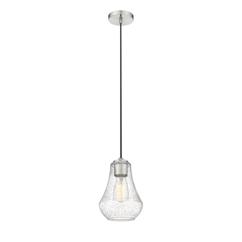 Luminaire suspendu en forme de cloche à 1 lumière Akerra, H 130,5 po x l 7 po x P 7 po, DEL, Nickel satiné brossé