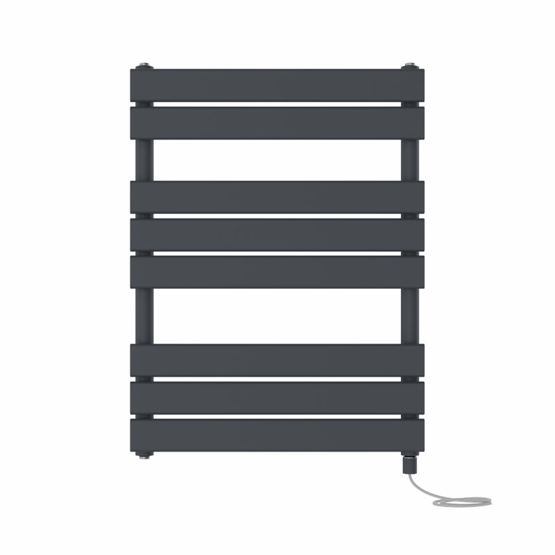 Aquala Flat Panel Towel Rail Heated Towel Rails, 80cm H x 60cm W x 6.2cm D, Anthracite