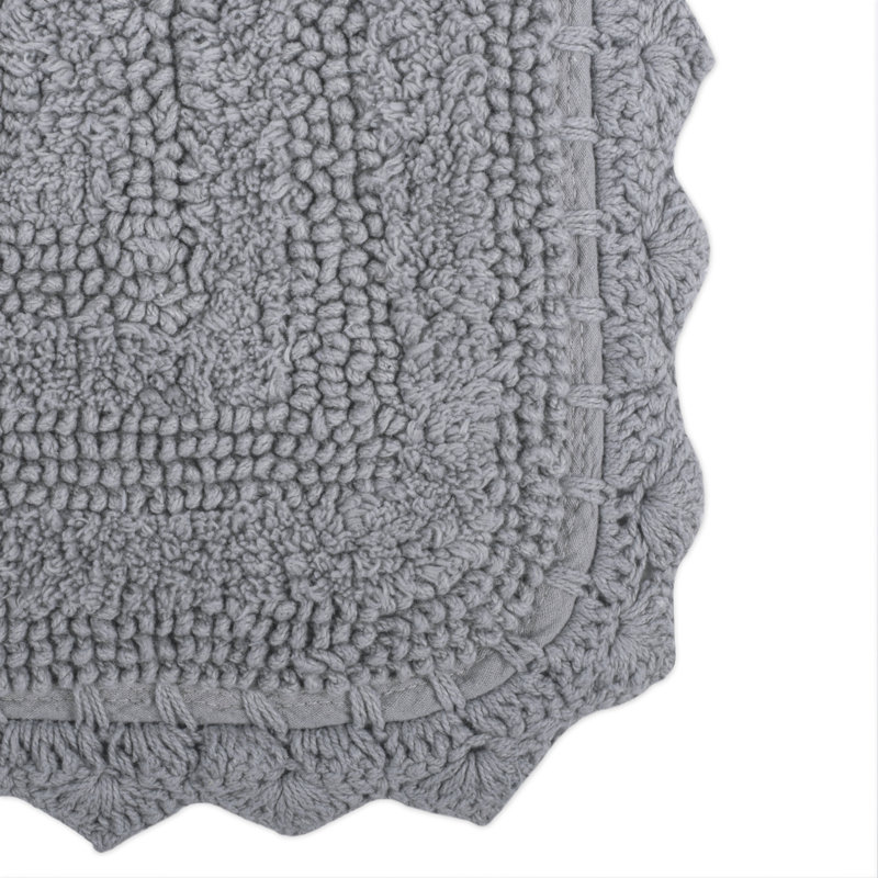 Lisk Cotton Bath Rug, Gray