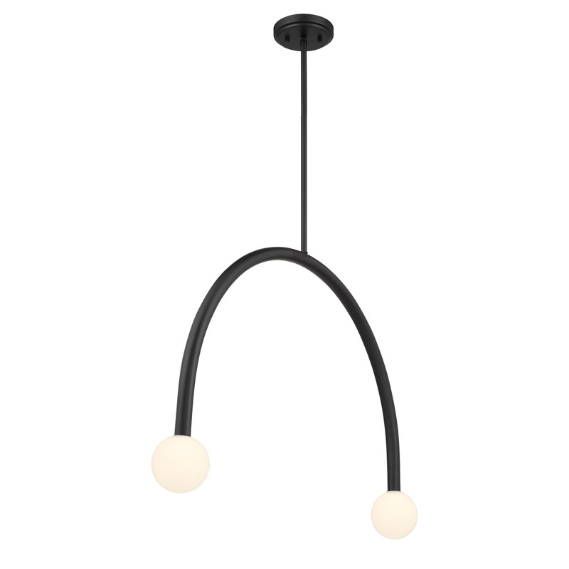 Lustre 2 lumières Rua en noir mat, Noir mat