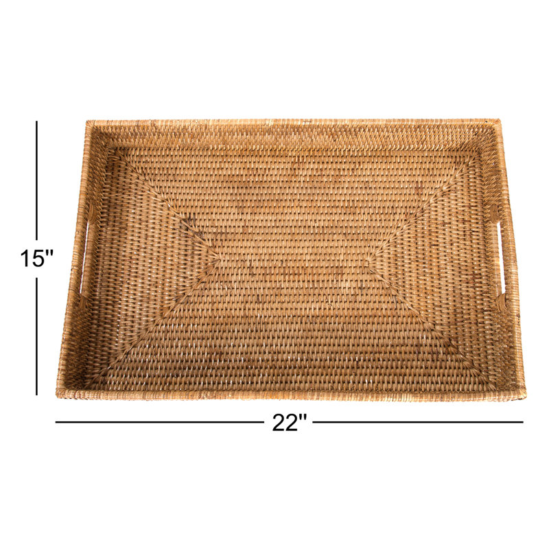 Edmond Rattan Tray, Honey Brown, 3" H x 22" L x 15" W