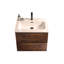 Meuble-lavabo mural en noyer de 24 po avec lavabo en céramique et un grand trou de robinet pour salle de bain