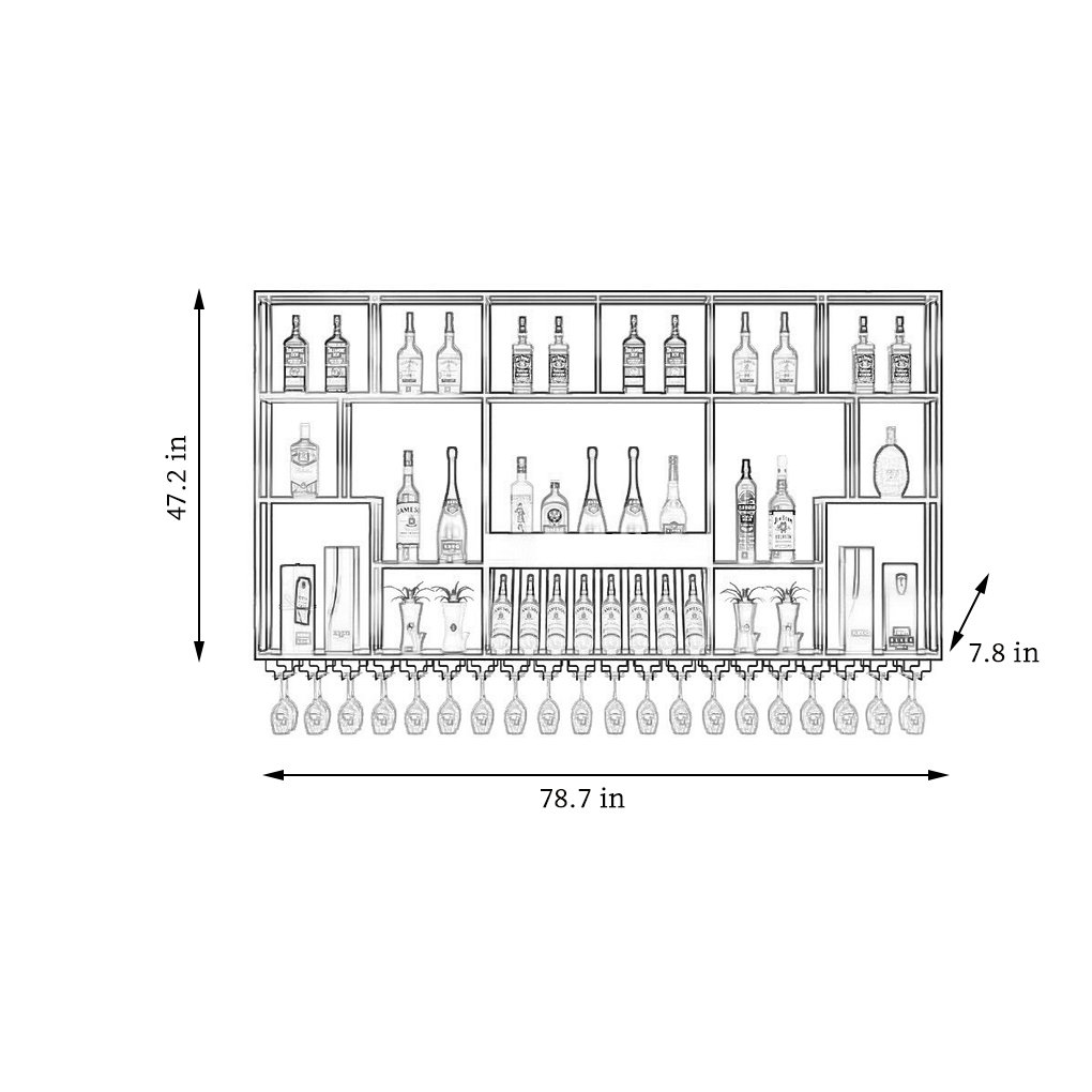 L Wall-hanging Wine Rhythm Wall Mounted Wine Rack Metal Frame ...