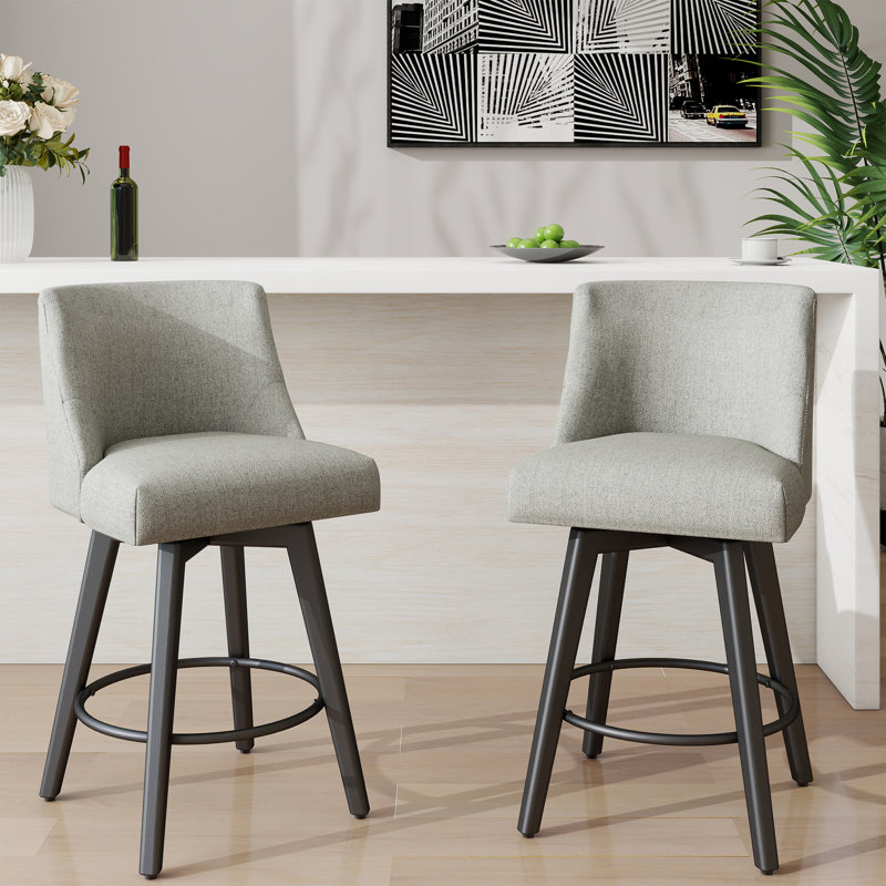 Tabourets de bar et de comptoir Loriell avec structure en bois massif, Tabouret de comptoir (siège d'une hauteur de 26 p, 2