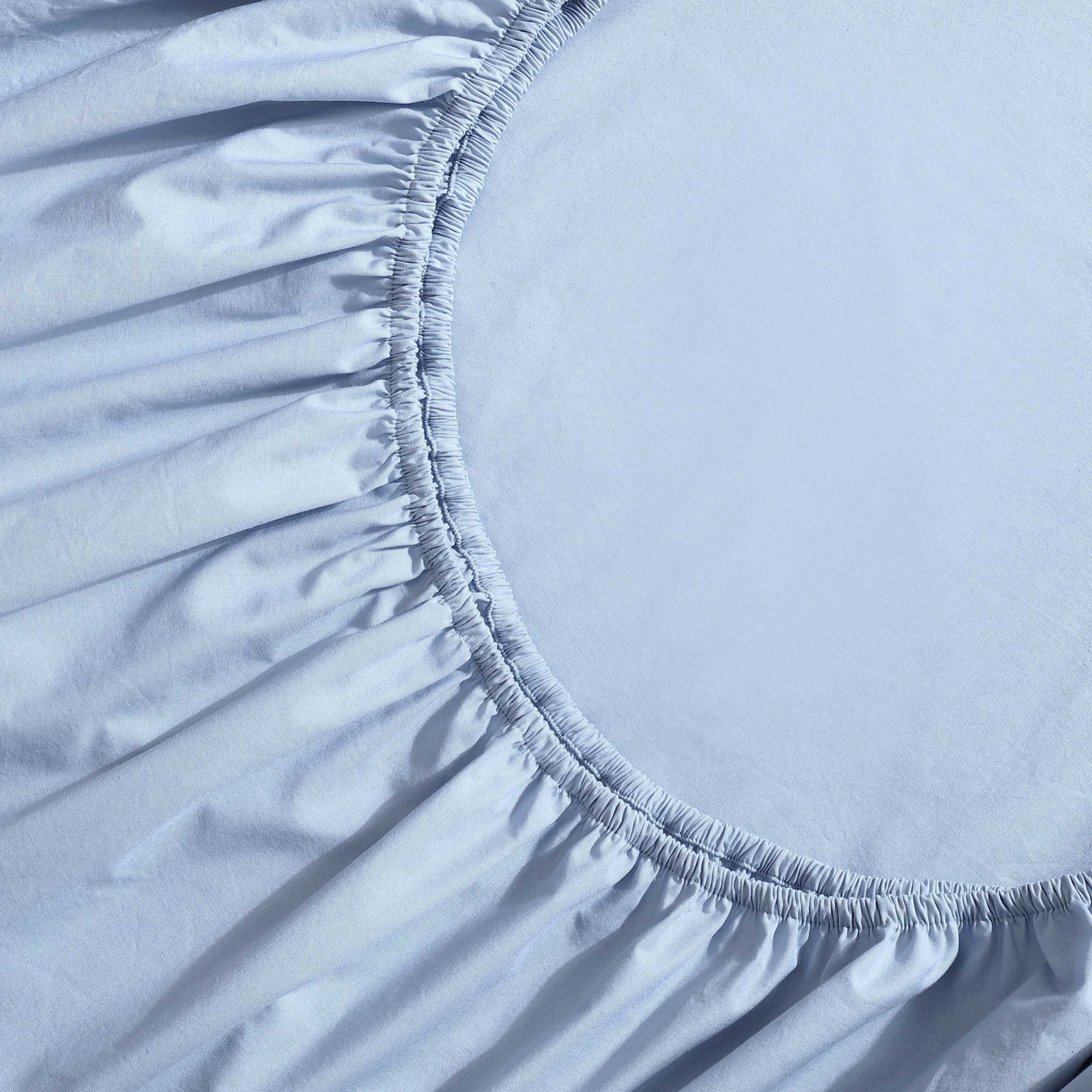 Calvin Klein Washed Cotton Percale Sheet Set, Blue, Full Sheet Set with 2 Pillowcases