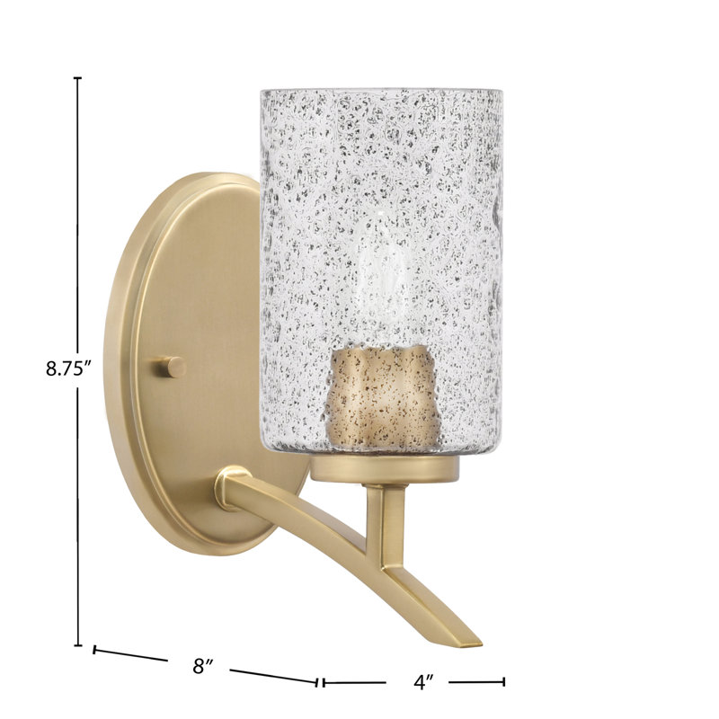 Kurve Wall Sconce With 4" Bubble Glass, Smoke, Brass
