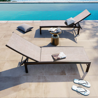 Antrea 75.79" Aluminium Long Reclining Chaise Lounge Set