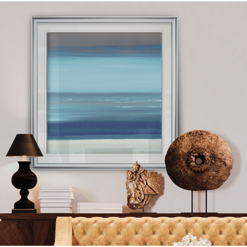 « par the sea ii », peinture, H 16 po x l 16 po x P 2 po, Cadre argenté