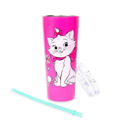 Gobelet de voyage à double paroi en acier inoxydable 22 oz avec paille Disney The Aristochats Marie