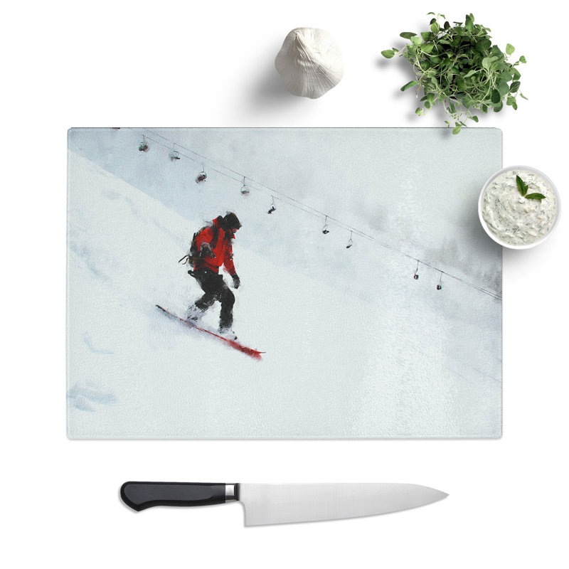 Snowboarding Chopping Board, 0.4cm H x 28.5cm W x 39cm L