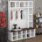 Farmhouse Entryway Bench With Coat Rack, Hall Tree With 6 Hooks, Walnut Storage Bench With Adjustable Shelves, 13 Cubbies-580091052