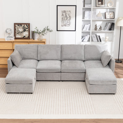 Ober 6-Piece U-Shaped Sectional Sofa With Storage Ottoman by Ebern Designs