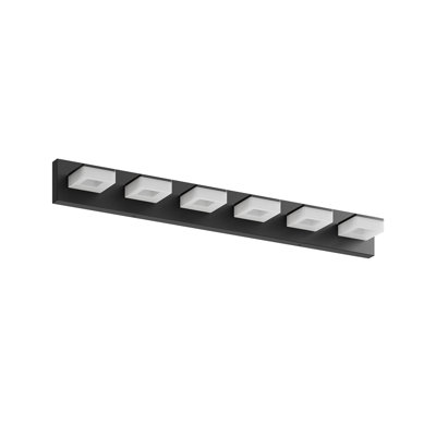LED Modern Bathroom Vanity Light Fixtures (6-Light, 39-Inch), Matte Black Modern Acrylic Bathroom Wall Lighting Fixtures Over Mirror (Cool White 6000K)