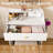 3-Color LED Vanity Mirror With Stool, Dressing Table For Bedroom, 2 Drawers & 5 Storage Cabinets (4 Open + 1 Hidden), Adjustable Lighting-936804419