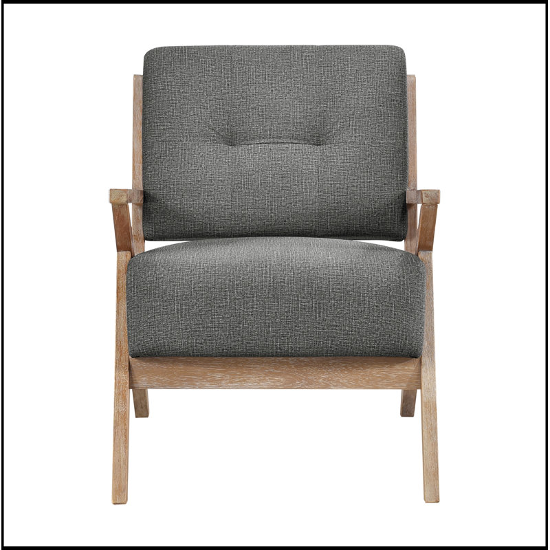 Fauteuil capitonné en tissu foncé, Gris foncé