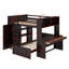 Lit mezzanine double avec lit autonome, tablettes, bureau et garde-robe-199933098