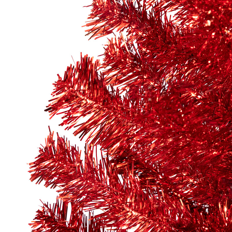 Pre-Lit Profile Artificial Tinsel Christmas Tree - Red, 6', Not Pre-Lit