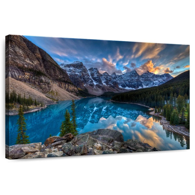 Coucher de soleil sur le lac Alvord Moraine, H 16 po x l 24 po