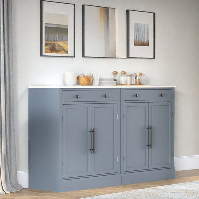  Garde-manger autoportant moderne, rangement pour buffet de nourriture, armoire à café avec tiroir, 2 tablettes réglables et 2 tablettes de porte pour la cuisine et la salle à manger